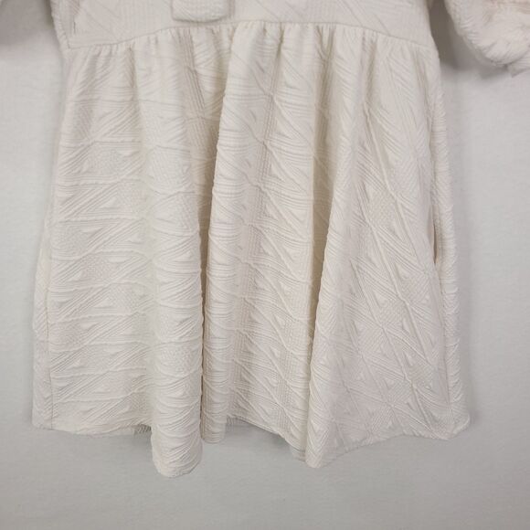 Free People Violet  Mini Dress White M Puff Sleeve Textured Back Tie babydoll - Picture 8 of 15